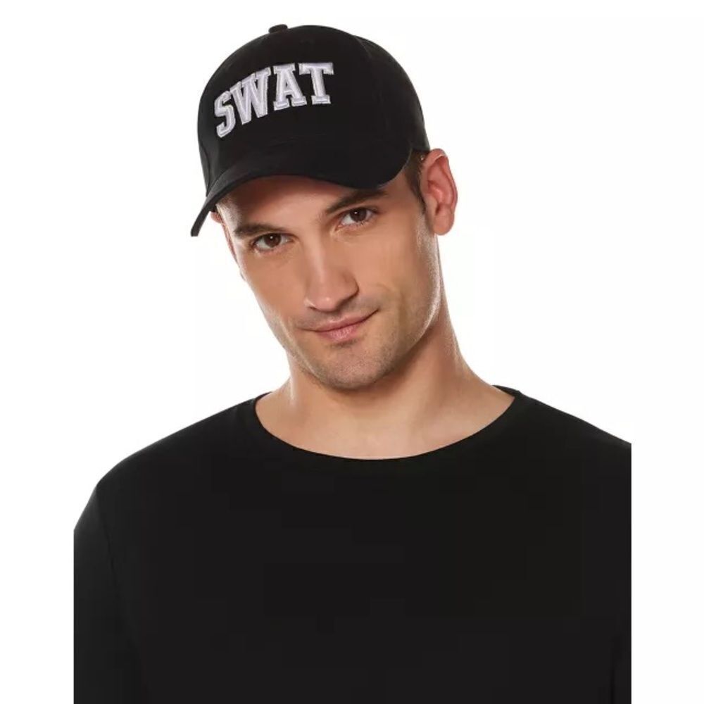SWAT team Spirit Halloween black baseball cap costume cosplay OS